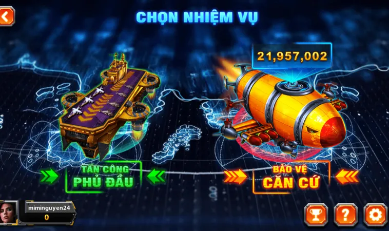 Săn Thưởng Khủng Với Bắn Cá Đại Chiến B52 Tại AE888 Ngay Hôm Nay 2 Chọn nhiệm vụ trong Bắn Cá Đại Chiến B52 tại AE888